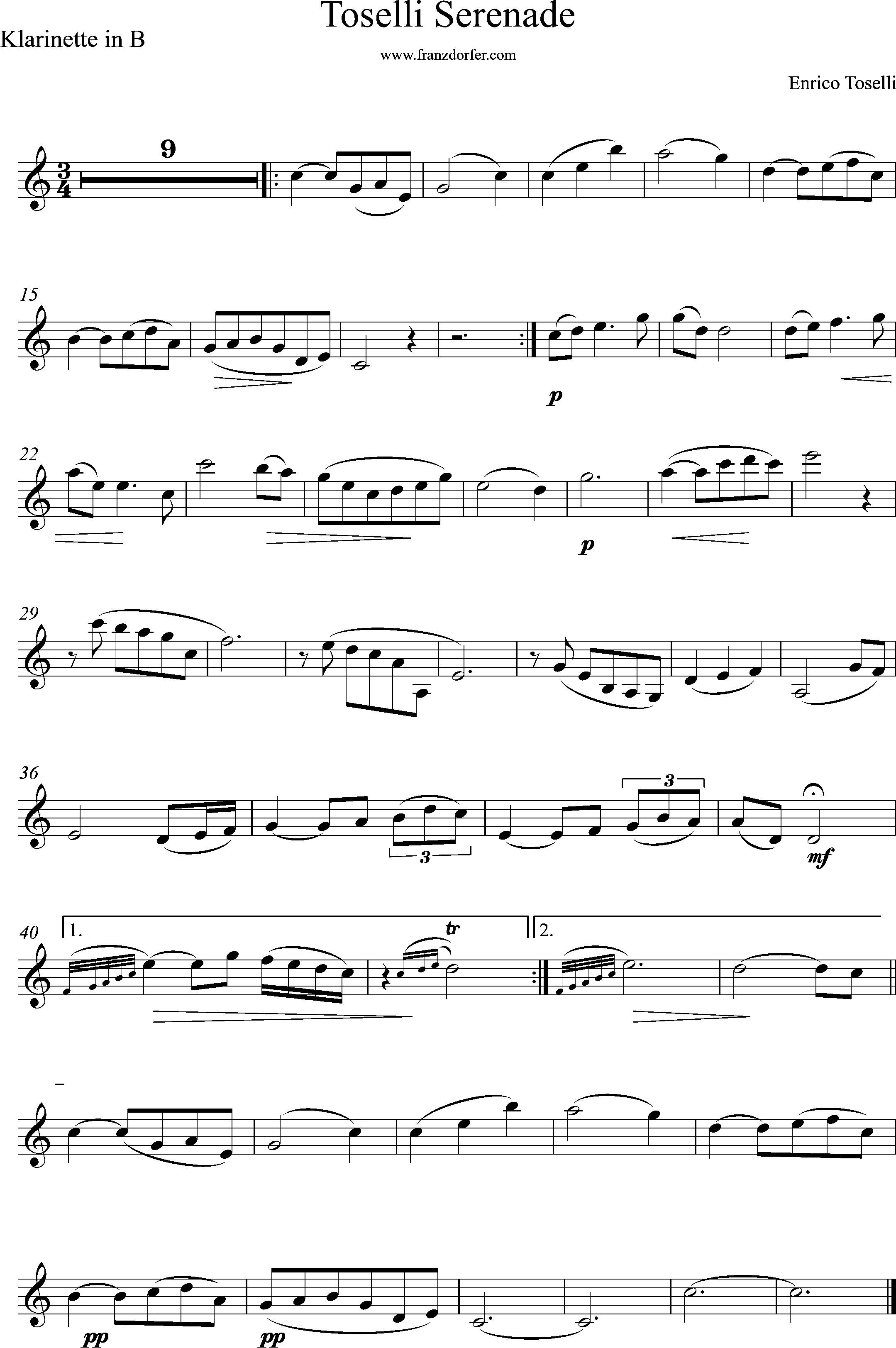 Clarinet, sheetmusic